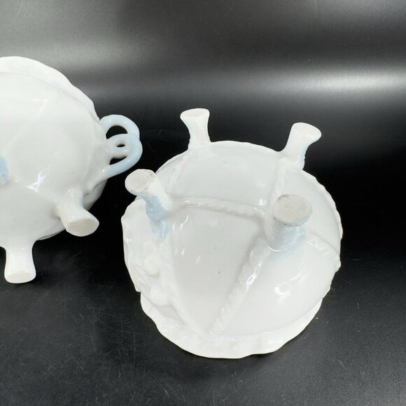 Antique Porcelain Sugar And Creamer Set 2 German Kitchenware Open Sugar Decor - Picture 14 of 16